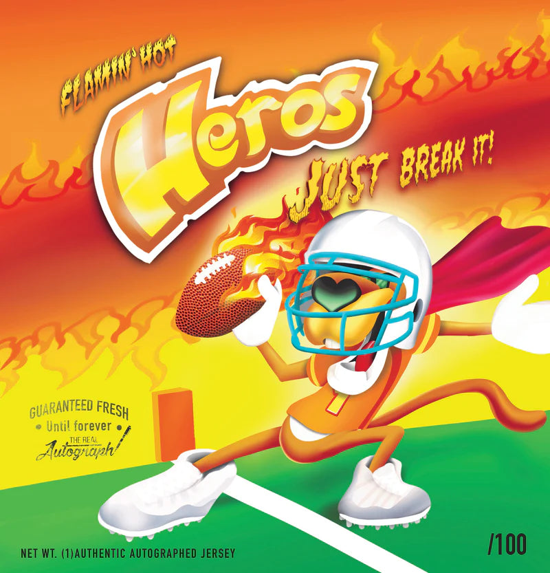 Flamin' Hot Heros Jersey - Mystery Bag - 1 Football Jersey + 2023 Prizm or 2023 Donruss Blaster