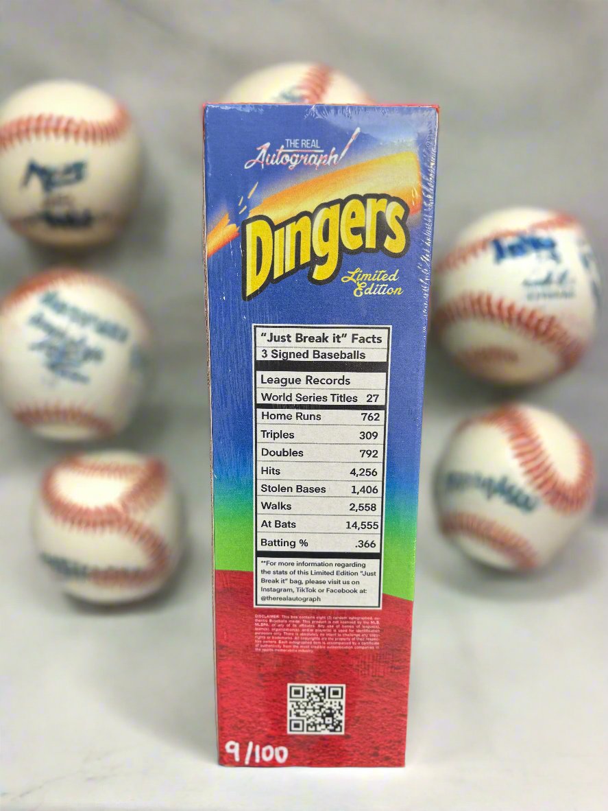 Dingers - Limited Edition - Just Break It - The Real Autograph - 3 Signed MLB Balls w/ COA